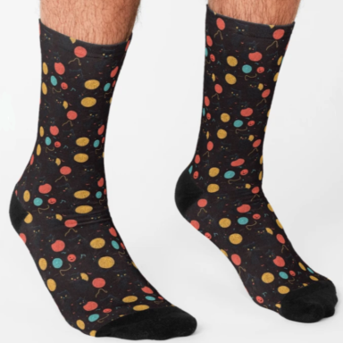  Halloween Black Cats Playing with Yarn Retro Pattern Socks